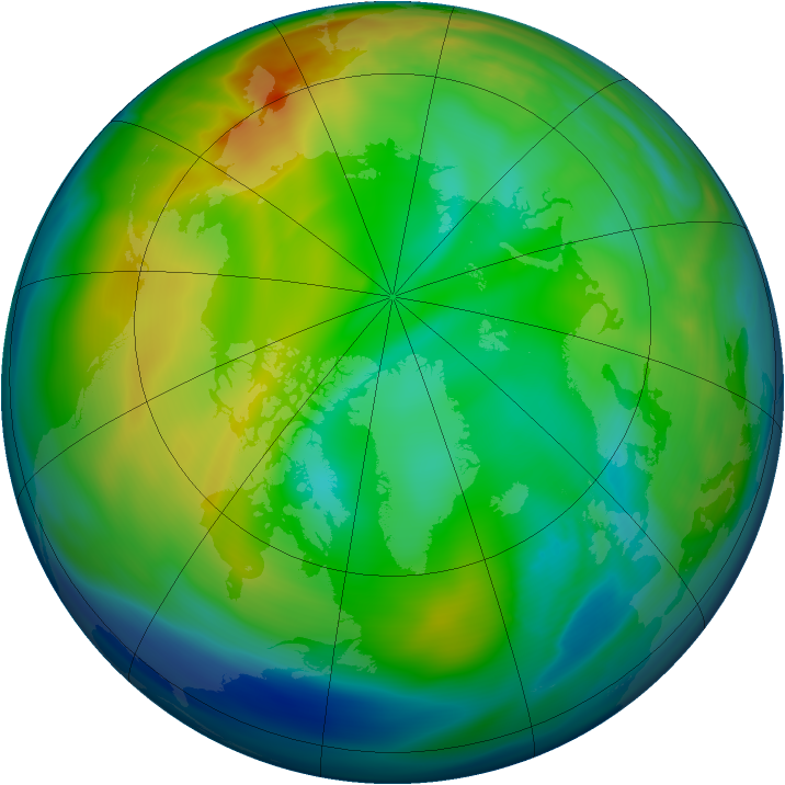 Arctic ozone map for 12 December 2007